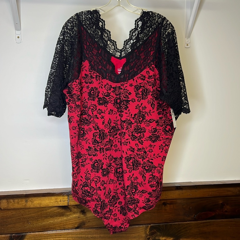 NWT Torrid Black Rose Foxy Lace Valentines Bodysuit- 6X